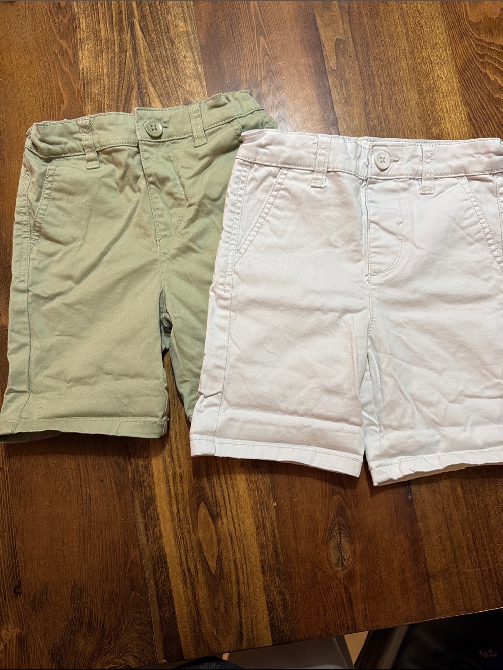 Lot of 2 Denim&Co Light Green and Cream Kids Shorts Duo